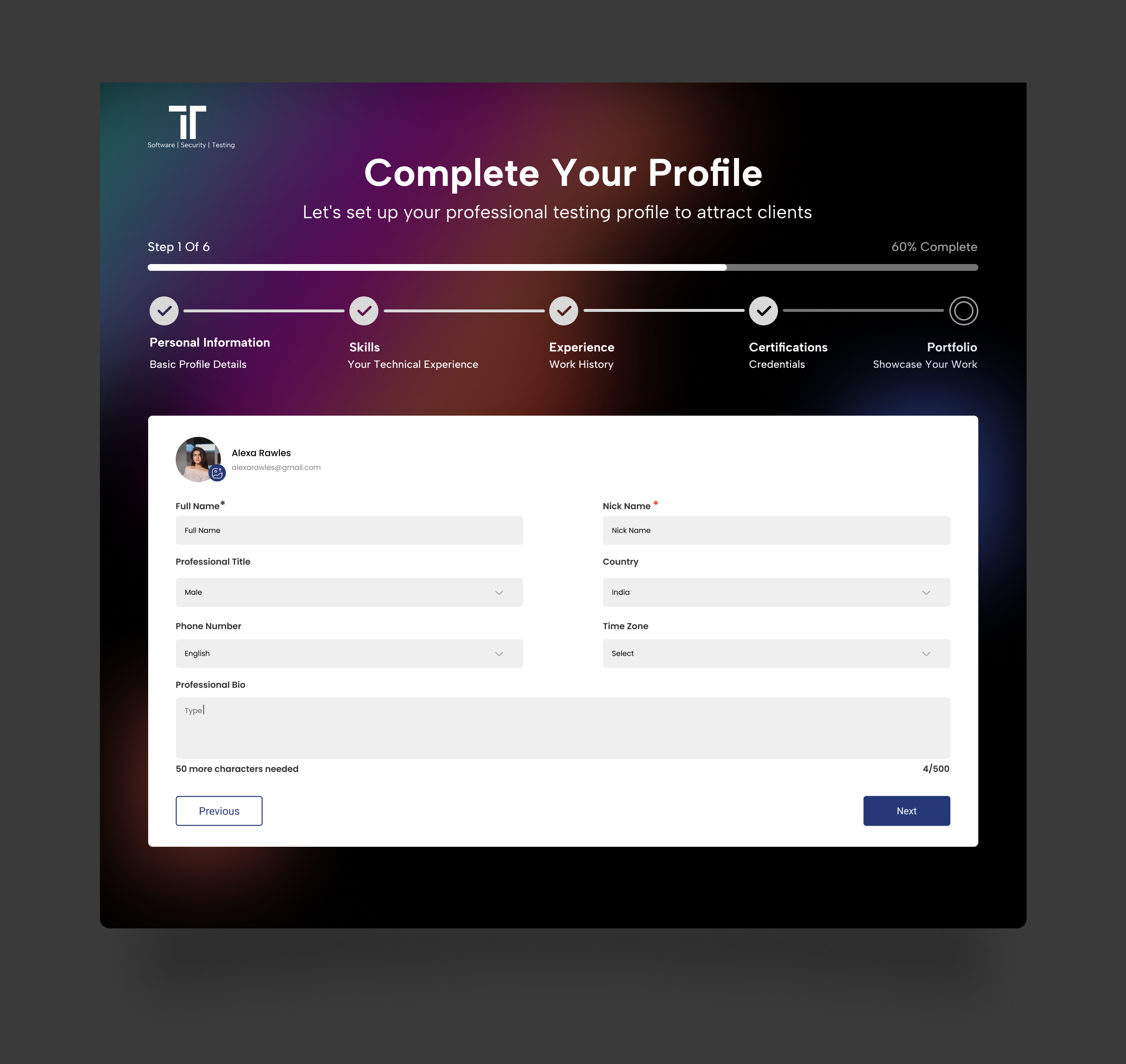 iTester projects screen